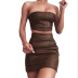 Off-Shoulder Wrapped Chest Slim Package Hip Short Skirt Suit NSXPF79702