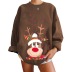 women s dropped shoulder round neck  elk printing fleece sweatershirt nihaostyles wholesale Christmas costumes NSYUM79715