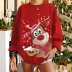 women s dropped shoulder round neck elk printing fleece sweatershirt nihaostyles wholesale Christmas costumes NSYUM79718