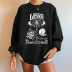 women s dropped shoulder round neck libra moon and flower printed fleece sweatershirt nihaostyles wholesale costumes NSYUM79719