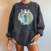 women s round neck dropped shoulder Three Girls Print  sweatershirt nihaostyles wholesale costumes  NSYUM79727