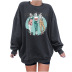 women s round neck dropped shoulder Three Girls Print  sweatershirt nihaostyles wholesale costumes  NSYUM79727