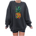 women s round neck dropped shoulder loose pineapple print fleece sweatershirt nihaostyles wholesale clothing NSYUM79731