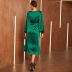 women s V-neck lace-up satin long-sleeved slit dress nihaostyles clothing wholesale NSWX79735