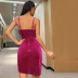 Vestido de tirantes irregulares de color liso NSWX79740