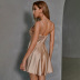 women s pure color V-neck sequined slim suspender dress nihaostyles clothing wholesale NSWX79743