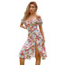 women s Printed Puff Sleeve Off-shoulder Slit Dress nihaostyles clothing wholesale NSWX79745