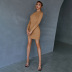 women s Drawstring Slim Pure Color Long Sleeve Dress nihaostyles clothing wholesale NSWX79748