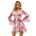 women s V-neck flared sleeves print chiffon dress nihaostyles clothing wholesale NSWX79750