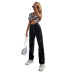 women s stitching black jeans nihaostyles clothing wholesale  NSJM79753