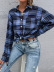 women s lapel long-sleeved plaid shirt nihaostyles clothing wholesale NSJM79760