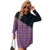 women s mid-length plaid stitching hoodie nihaostyles clothing wholesale NSJM79770