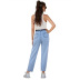 women s high-waist slim straight-leg jeans nihaostyles clothing wholesale NSJM79774