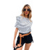 women s short-sleeved striped t-shirt nihaostyles clothing wholesale NSJM79786
