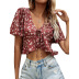 women s V-neck polka-dot top nihaostyles clothing wholesale NSJM79787