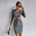 women s hollow long-sleeved package hip skirt nihaostyles wholesale clothing NSYSQ79804