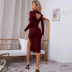 autumn and winter women s split long-sleeved blouse sling mid-length dress two-piece nihaostyles wholesale clothing NSYSQ79808