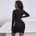 women s sexy hollow package hip long-sleeved knitted dress nihaostyles wholesale clothing NSYSQ79810