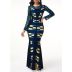 round neck lace stitching printing dress nihaostyles clothing wholesale NSYSY80879