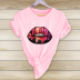  lips print short-sleeved T-shirt nihaostyles wholesale clothing NSYAY80876