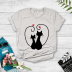 Two cats loving heart printed short-sleeved T-shirt nihaostyles wholesale clothing NSYAY80875