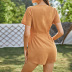 women s V-neck solid color breasted jumpsuit nihaostyles clothing wholesale NSWX79854
