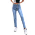  women s high-waist straight metal chain jeans nihaostyles wholesale clothing NSJM79873