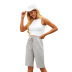 women s Retro High Waist Sports Casual fifth Pants nihaostyles wholesale clothing NSJM79880