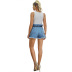 women s high waist with belt raw edge ripped denim shorts nihaostyles wholesale clothing NSJM79882