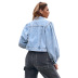 women s lapel solid color loose denim jacket nihaostyles wholesale clothing NSJM79887