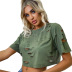 women s round neck retro hollow hole short T-shirt nihaostyles wholesale clothing NSJM79909
