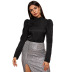 women s slim puff sleeve half collar top nihaostyles wholesale clothing  NSJM79955