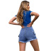 women s high waist washed dark denim shorts nihaostyles wholesale clothing NSJM79960