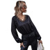 women s V-neck lace long-sleeved shirt nihaostyles wholesale clothing NSJM79964