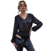 women s V-neck lace long-sleeved shirt nihaostyles wholesale clothing NSJM79964