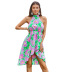 women s sleeveless halter neck printing irregular dress nihaostyles clothing wholesale NSWX79978