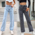 women s retro high-waist straight jeans nihaostyles wholesale clothing NSJM80001