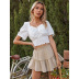 Solid Color Puffy Elastic Waist Pleated Cake Short Skirt NSJM80008