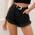 women s retro fringed high waist raw edge denim shorts nihaostyles wholesale clothing NSJM80019