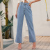 autumn and winter Women s High Waist Straight jeans with chain nihaostyles wholesale clothing NSJM80020