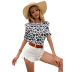 women s square collar daisy drawstring short-sleeved shirt nihaostyles clothing wholesale NSJM80047