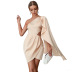 Solid Color Oblique Shoulder Hollow Dress NSWX80060
