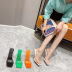 women s version of high-heeled transparent triangle heel square toe slippers nihaostyles wholesale clothing NSCA80084
