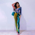 autumn women s rainbow striped slimming high waist leggings nihaostyles wholesale clothing NSMX80088