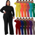 women s plus size solid color strappy shoulder T-shirt flared pants suit nihaostyles clothing wholesale NSBMF80099