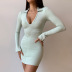women s V-neck pleated long-sleeved dress nihaostyles clothing wholesale NSMI80107