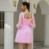 women s net yarn V-neck long-sleeved dress nihaostyles clothing wholesale NSWX80112