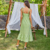 women s pleated waist sleeveless ruffled chest wrap sling dress nihaostyles clothing wholesale NSWX80126