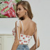 women s wrapped chest printed lace-up mesh camisole nihaostyles clothing wholesale NSWX80135