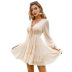 women s lantern sleeve lace-up V-neck dress nihaostyles clothing wholesale NSWX80147